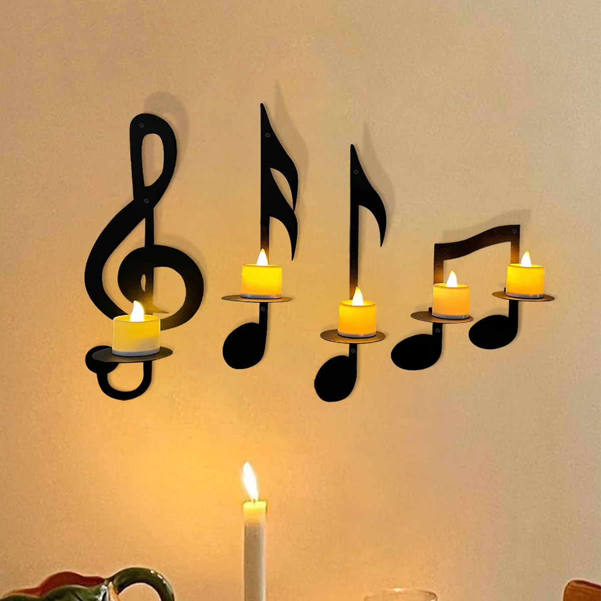 Music Candlestick Holiday Candlestick Home Decoration,Western Classic Candlelight Dinner Props Photography Anniversary Birthday