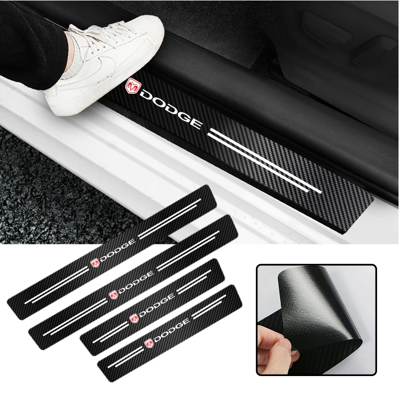 4Pcs Carbon Fiber Car Threshold Protection Stickers Interior