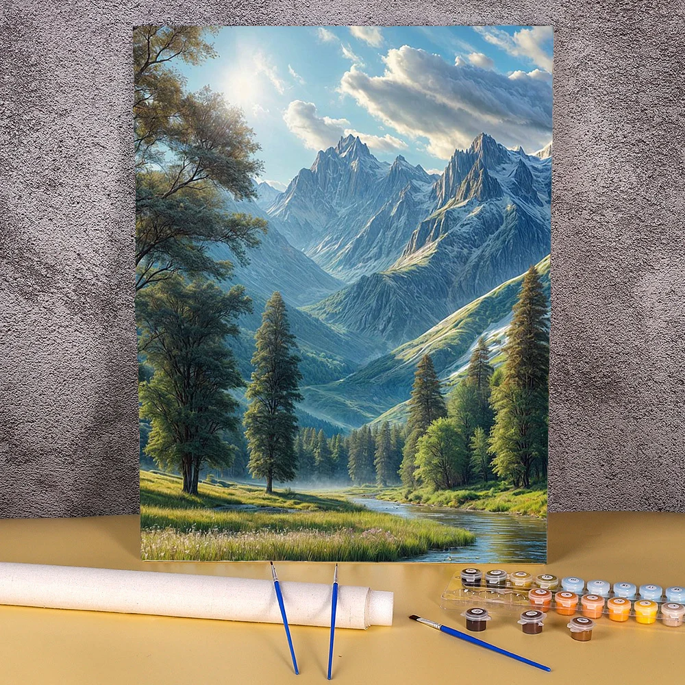 

Painting By Number Complete Kit Mountain Landscape Canvas Picture With Numbers Drawing Diy Gift Coloring By Numbers 40x50cm