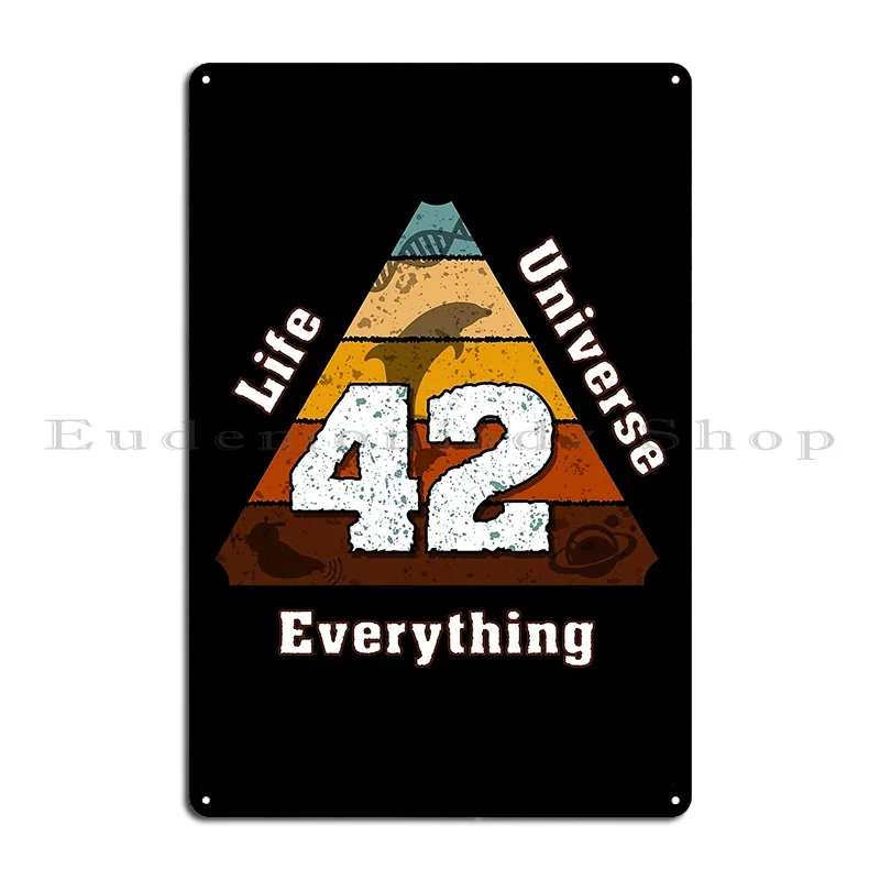 42 Donandx27 T Panic Life Universe Everything 히치하이커 가이드 갤럭시 금속 간판 맞춤형 플라크 맞춤형