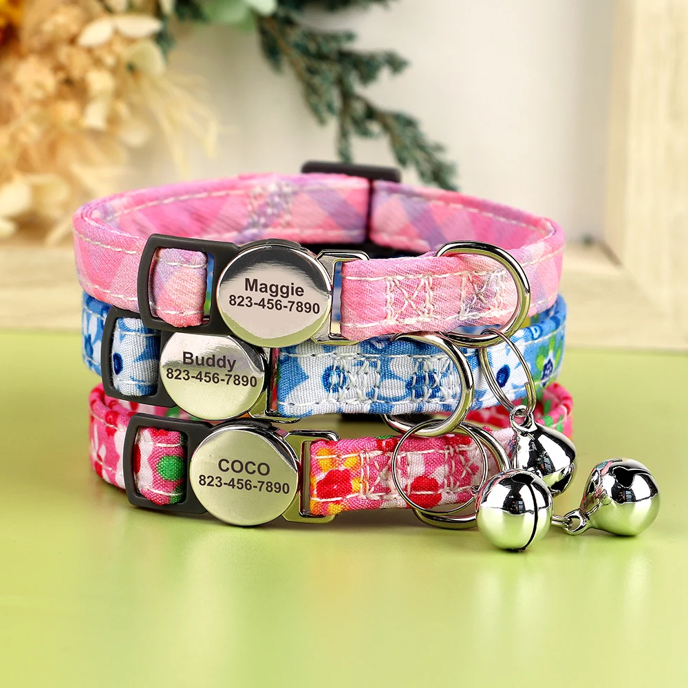 Title 8, Cute Nylon Cat Collar with Bell Personalized Ca...