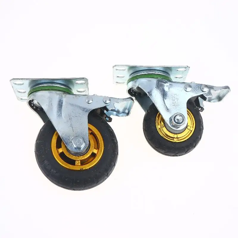 1Pcs Soft Elastic Rubber Caster 3/4 Inches Universal Caster Wheels Profile Castor Wheels With Brakes Floor Marks Silent Casters