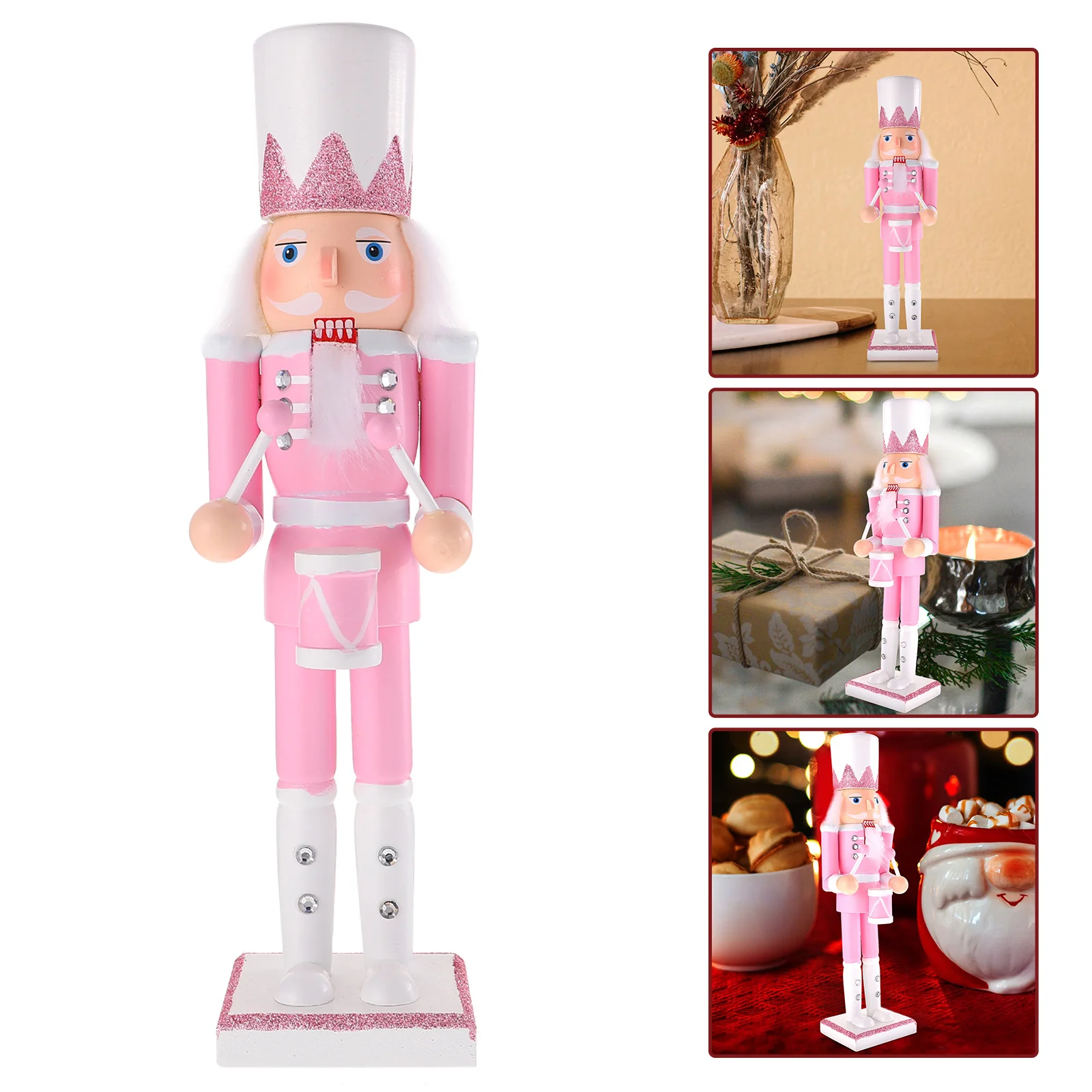 

Christmas Nutcracker Traditional Wooden Pink Nutcracker Ornament Holiday Nutcracker Soldier Figure Christmas Advent Nutcrackers