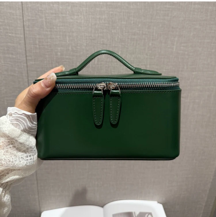 Tragbare Kosmetiktasche aus echtem Leder, große Kapazität, Organizer für Schmuck, Hautpflege, kleine Reise-Aufbewahrungstasche, Make-up-Tasche – Detail 9