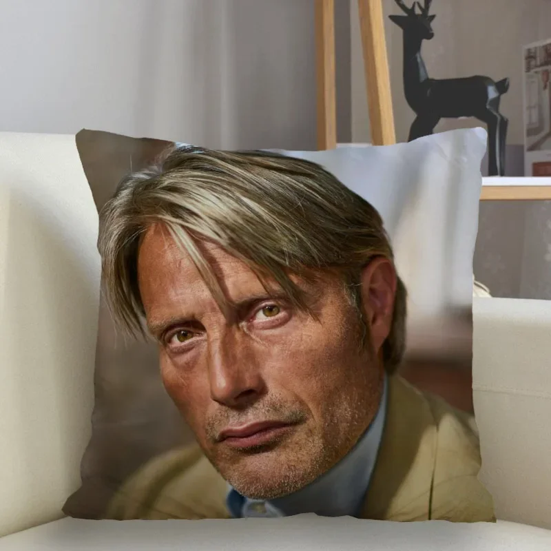 Musife Mads Mikkelsen 맞춤형 사각 베개 커버 케이스, 지퍼 베개 케이스, 35*35,40*40,45*45cm, 드롭 배송