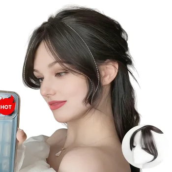 Frangia di capelli umani veri Estensioni dei capelli con frangia naturale coreana Clip nella parte centrale Frangia laterale Frangia finta Pezzo di capelli per le donne
