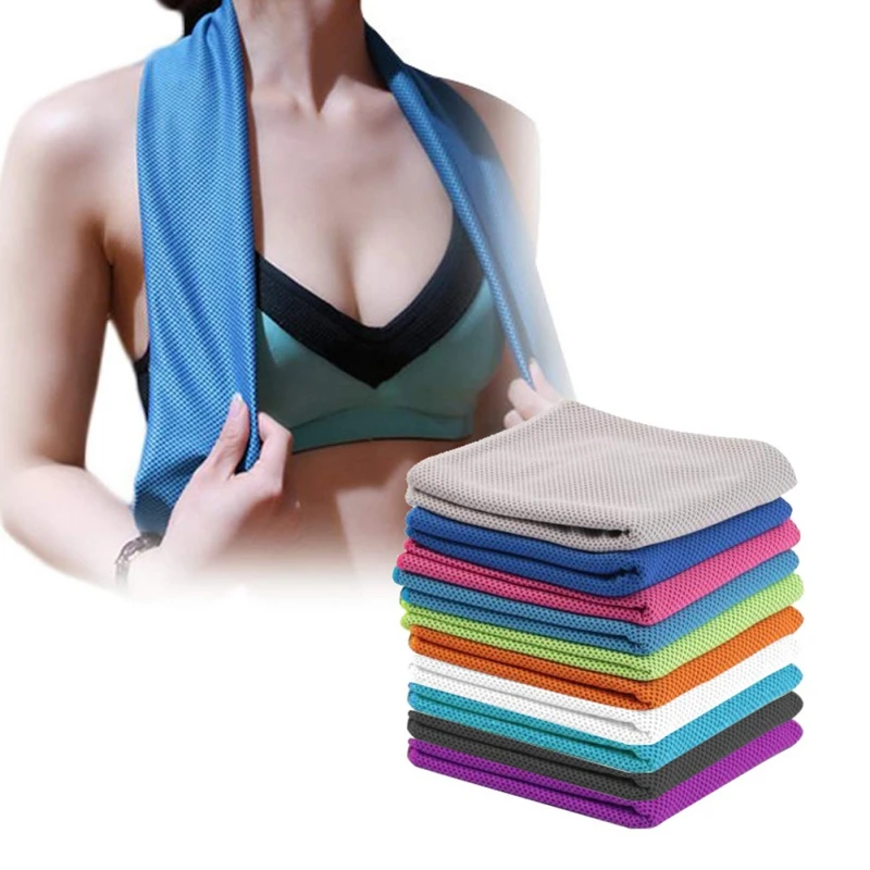 

Summer Cooling Ice Towels Microfiber Yoga Cool Thin Towel Outdoor Sport Scarf Gym Wear Icing Sweat Band Top Sports Towel