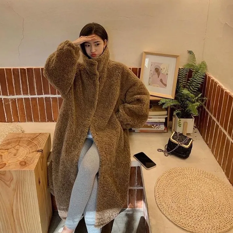 2023 New Women Loose Temperament Environmental Fur Coat Female Fashion High-Grade Lamb Wool Outwear Winter Leisure Warm Outcoat