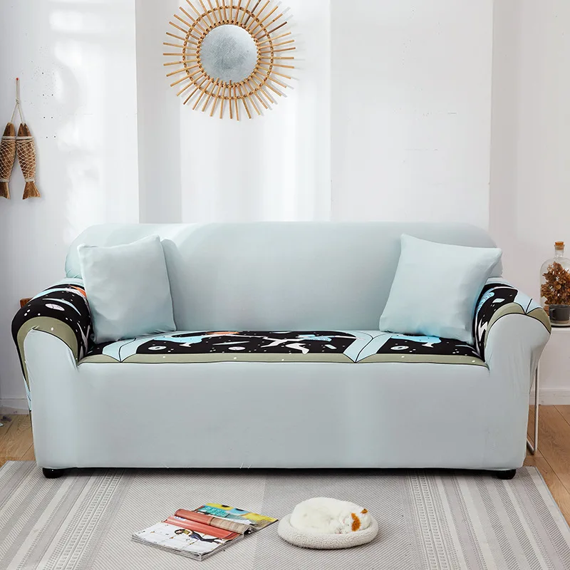 New Milk Silk Printing Series Double Sofa Cover L-Shaped Sofa Slipcover 6