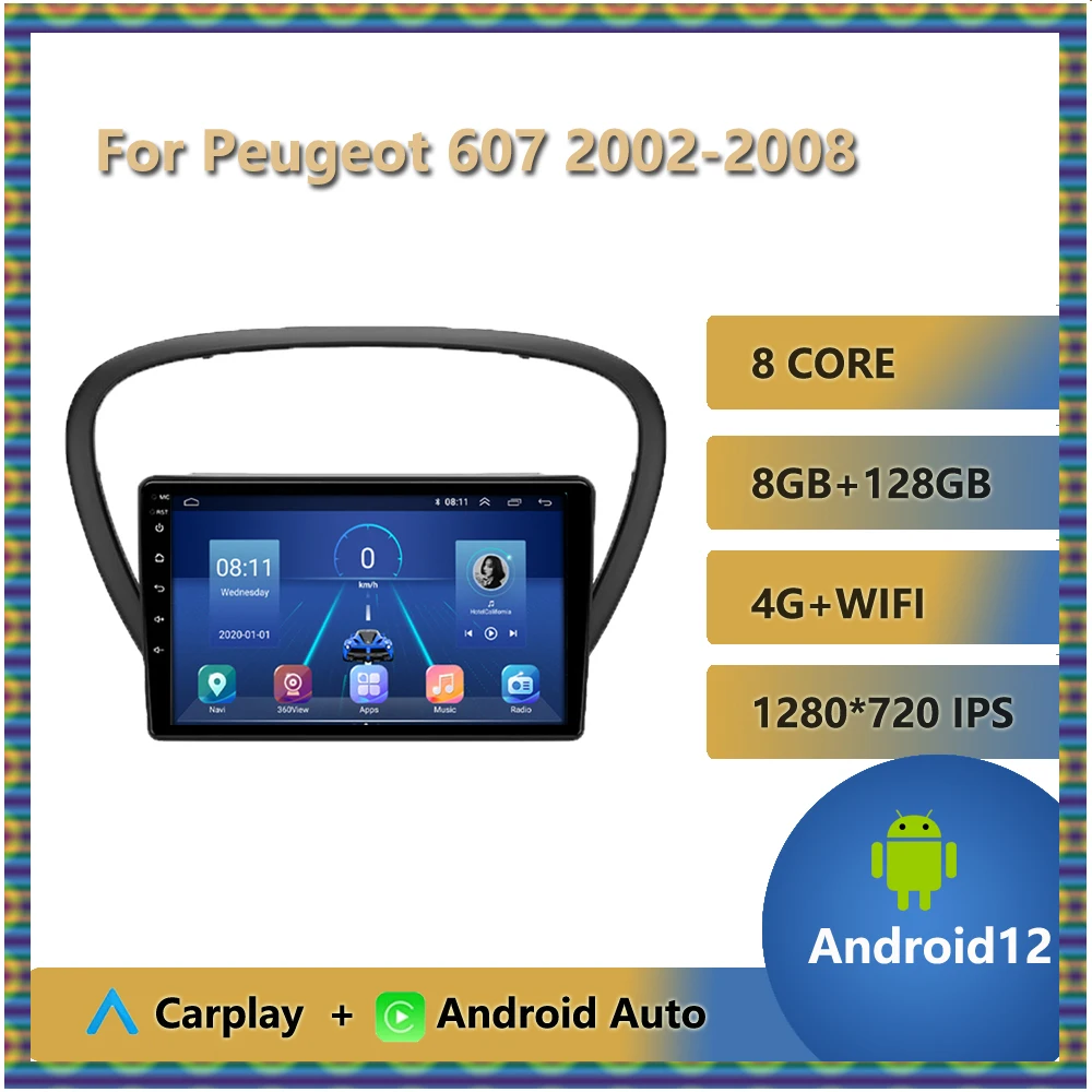 

Автомагнитола 2 Din для Peugeot 607 2002 - 2008 с GPS-навигацией, стерео, мультимедийный видеоплеер, головное устройство с Bluetooth 1280*720 IPS FM AM