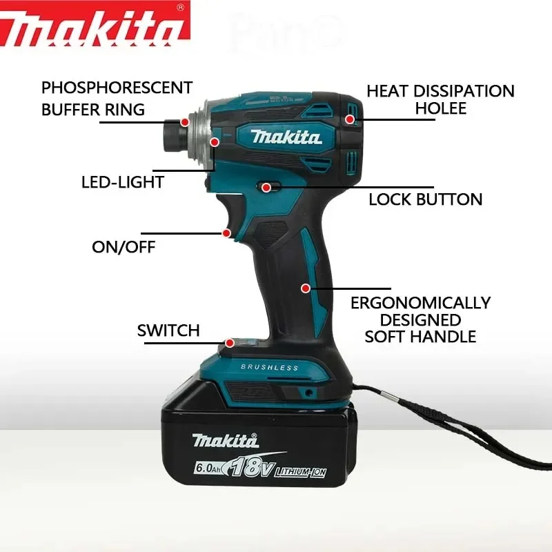 Makita DTD172 Impact Driver Drill 180Nm 18V Brushless Moter Cordless Electric ScrewDriver Power Tools For Makita 18V Battery 6