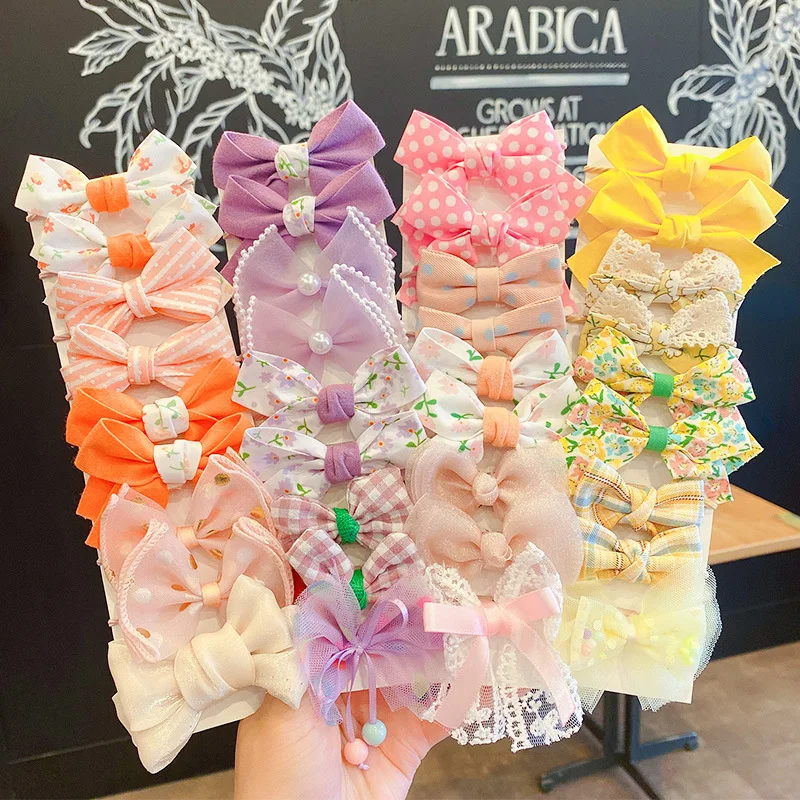 

10Pcs/Set Big Bow Flower Elastic Hairbands Children Girls Sweet Hair Ties Fashion Headbands Hair Accessories Rubber Band For Kid
