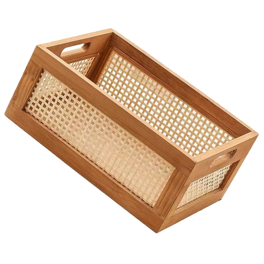 

Solid Wood Vintage Rattan Storage Box Woven Basket For Book Bathroom Organizing Baskets Cabinet Rack