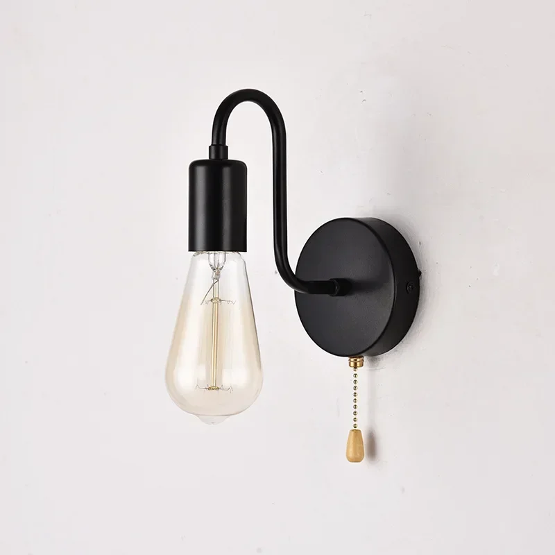 Nordic Creative Personality Modern Simple Zipper Lights Living Room Bedside Bedroom Study Aisle E27 Wall Lamp