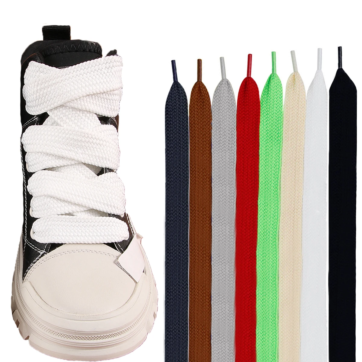 1 Paar dicke Schnürsenkel für Sneakers, Stiefel, 3/4 Zoll breite Sportschnürsenkel, Schnürsenkel – Detail 2