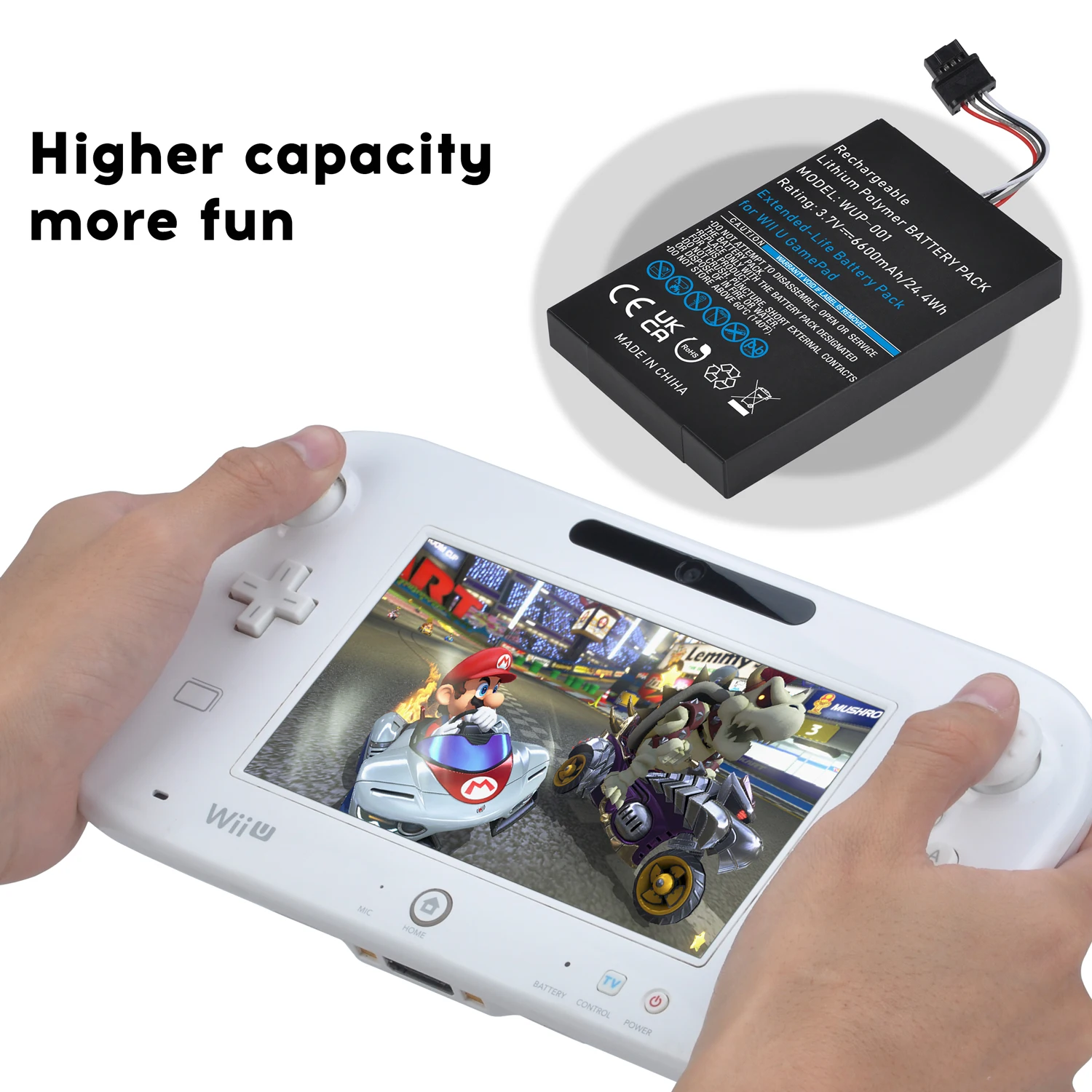 Bateria de Alta Capacidade para Nintendo Wii u Gamepad Bateria Recarregável de Longa Duração Fix Dead Power Release 6600mah - Image 6