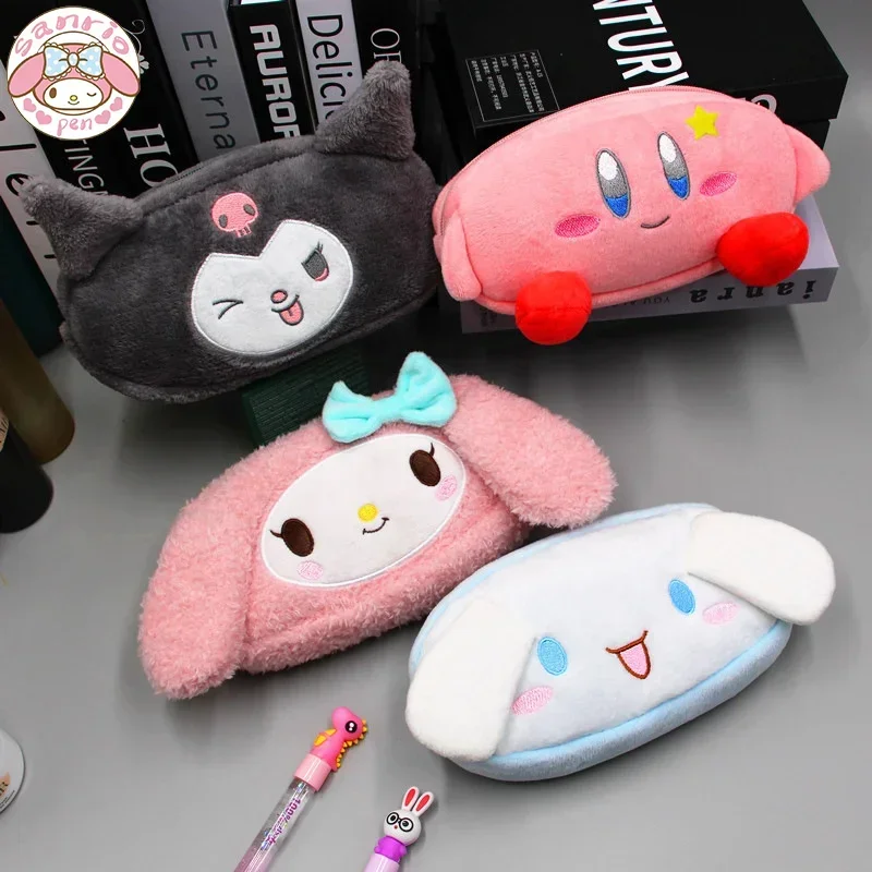 

Sanrio плюшевые пеналы Kawaii Kuromi Cinnamoroll школьные принадлежности большой емкости для ручек сумка для ручек для девочек школьные принадлежности
