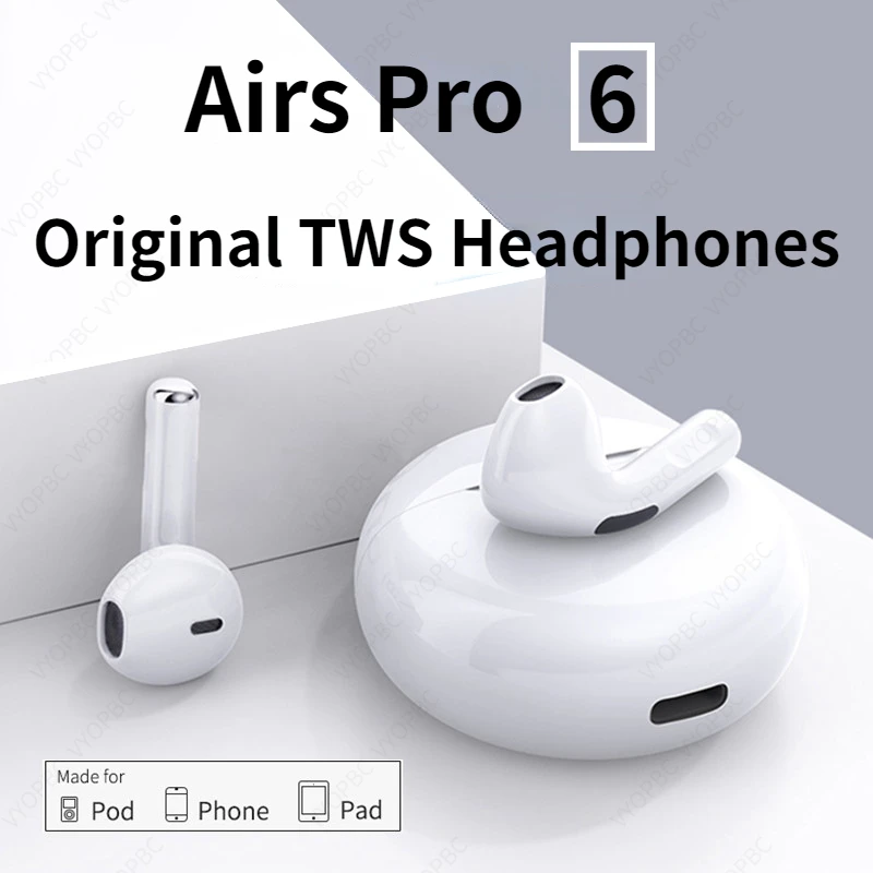 НОВИ оригинални безжични слушалки Air Pro 6 TWS Fone Bluetooth слушалки Микрофонни подложки Слушалки за уши Спортни слушалки за Xiaomi
