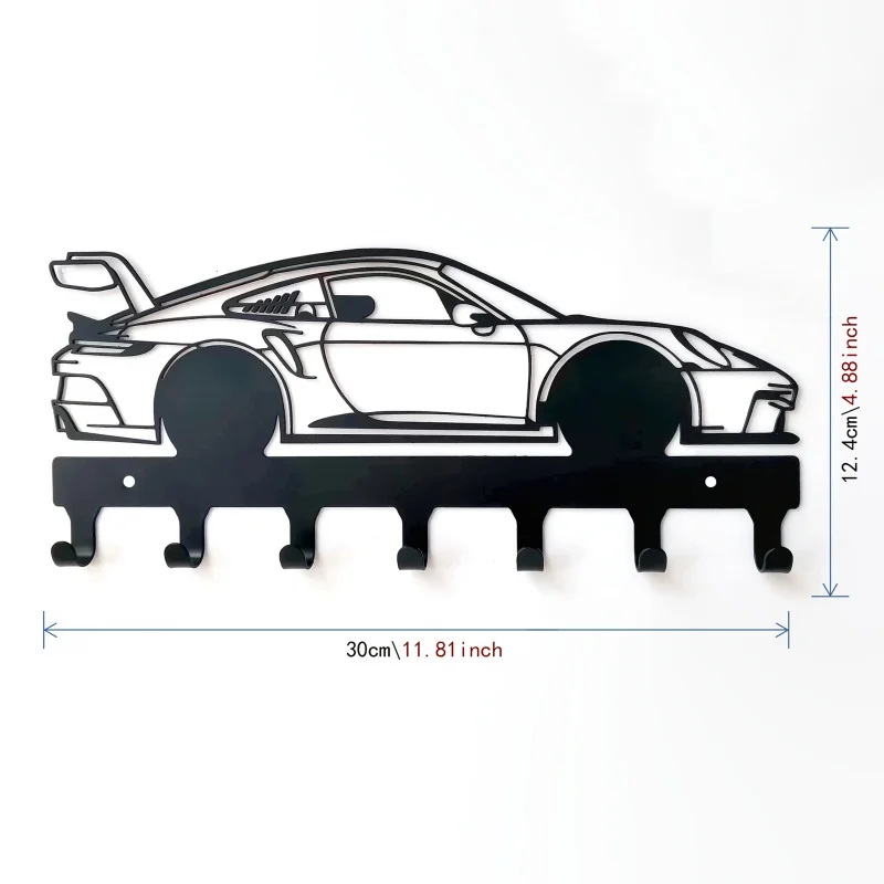 Industrial Style Metal Car Key Holder Wall Mount Easy Installation Black Automotive Key Hooks Durable Coating Finish metal wall key holder