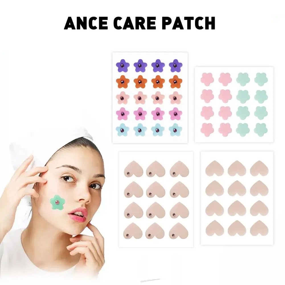 

12/16/20Pcs Cute Heart Flower Invisible Acne Removal Patch Face Spot Scar Skin Care Stickers Makeup Concealer Pimple Beauty Tool
