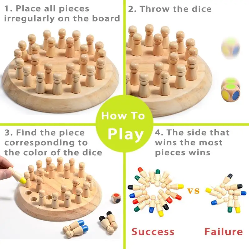 Montessori Wooden Memory Match Stick Chess Board Game Logic Braintease Toys For Boys And Girls Early Education Color Recognition_voghion.com