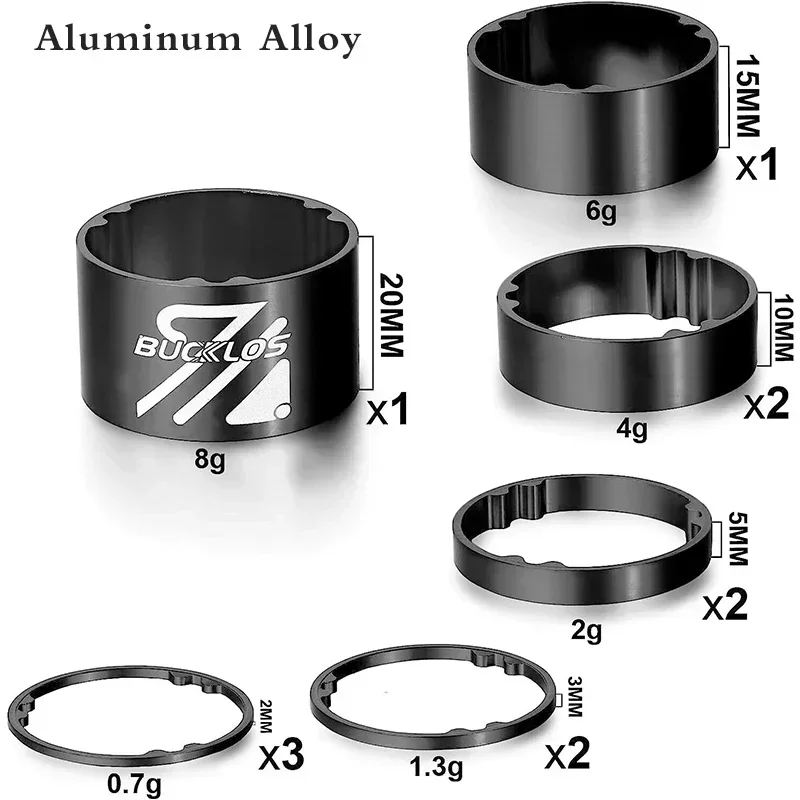 11PCS Headset Spacer Bike 1-1/8 Fork Stem Carbon Fiber Washer 20 15 10 5 3 2 Mm
