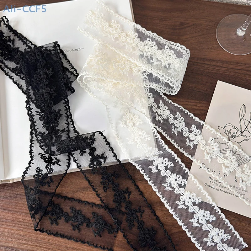 French Lace Scarf Summer Hollow Embroidery Long Ribbon And Belt Tie Hair Band Bags Handle Decor Long Scarfs 5