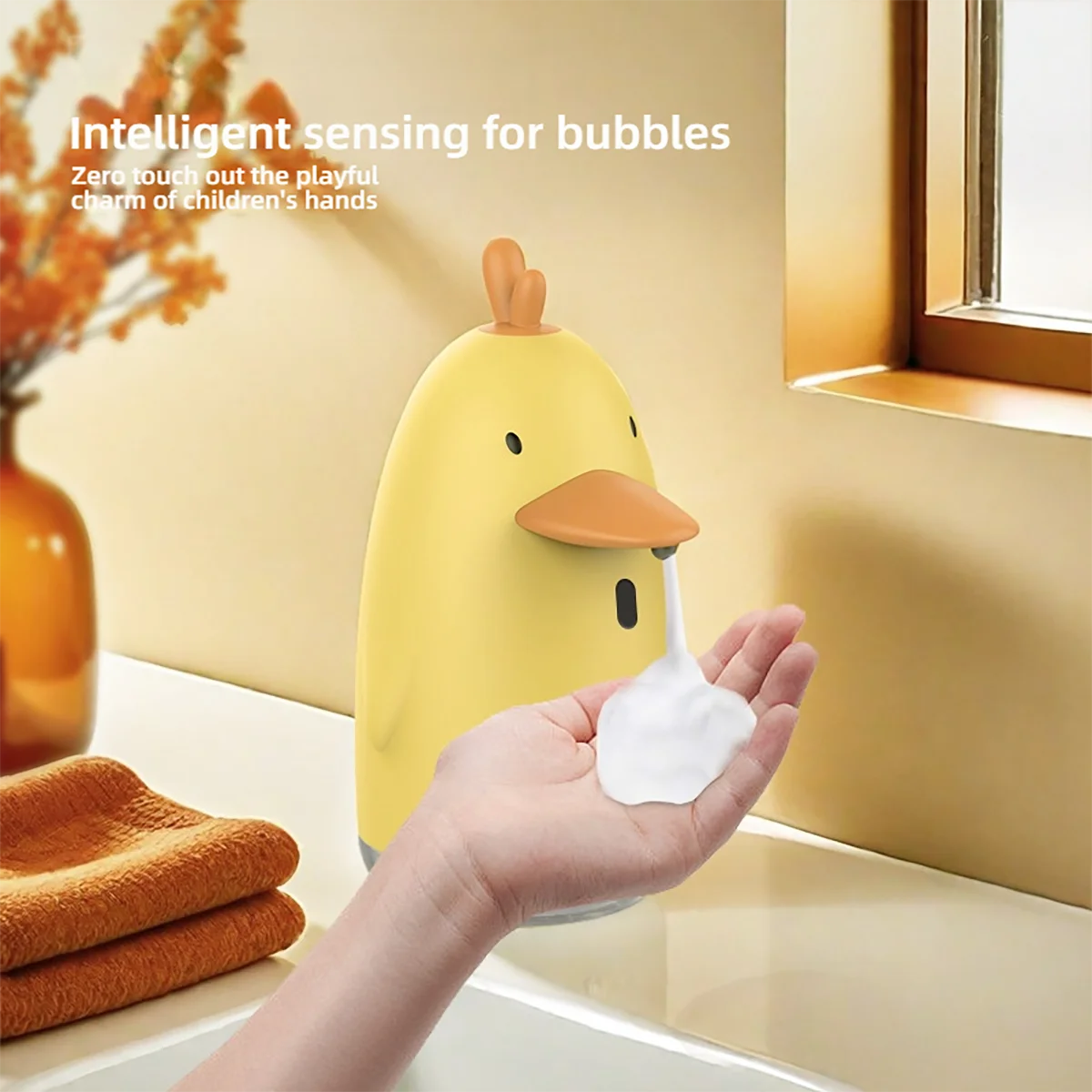 Automatic contactless sensor soap dispenser USB rechargeable cute cartoon style children hand soap bubble machine
