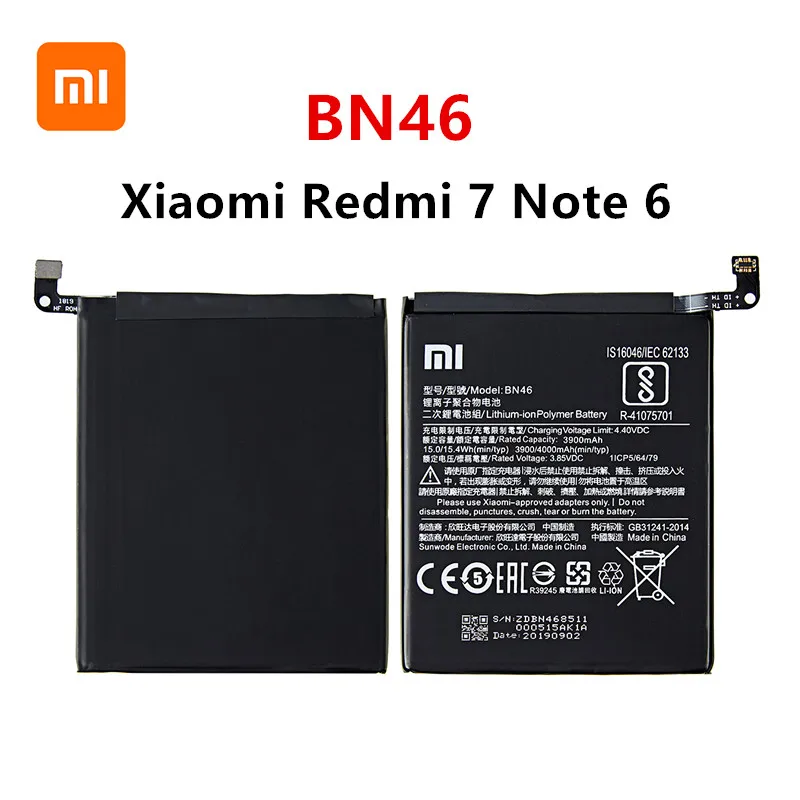 

Xiao mi 100% Orginal BN46 4000mAh Battery For Xiaomi Redmi 7 Redmi7 Redmi Note 6 Redmi Note6 Note8 Note 8 BN46 Batteries