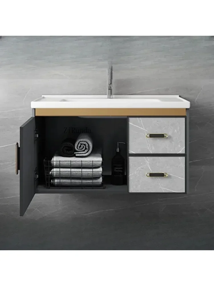 Simple Bathroom Cabinets Wall-mounted Vanity with Sink Storage Mirror Cabinets Aluminium Home Furniture Muebles Ba&ntilde;o FYBC