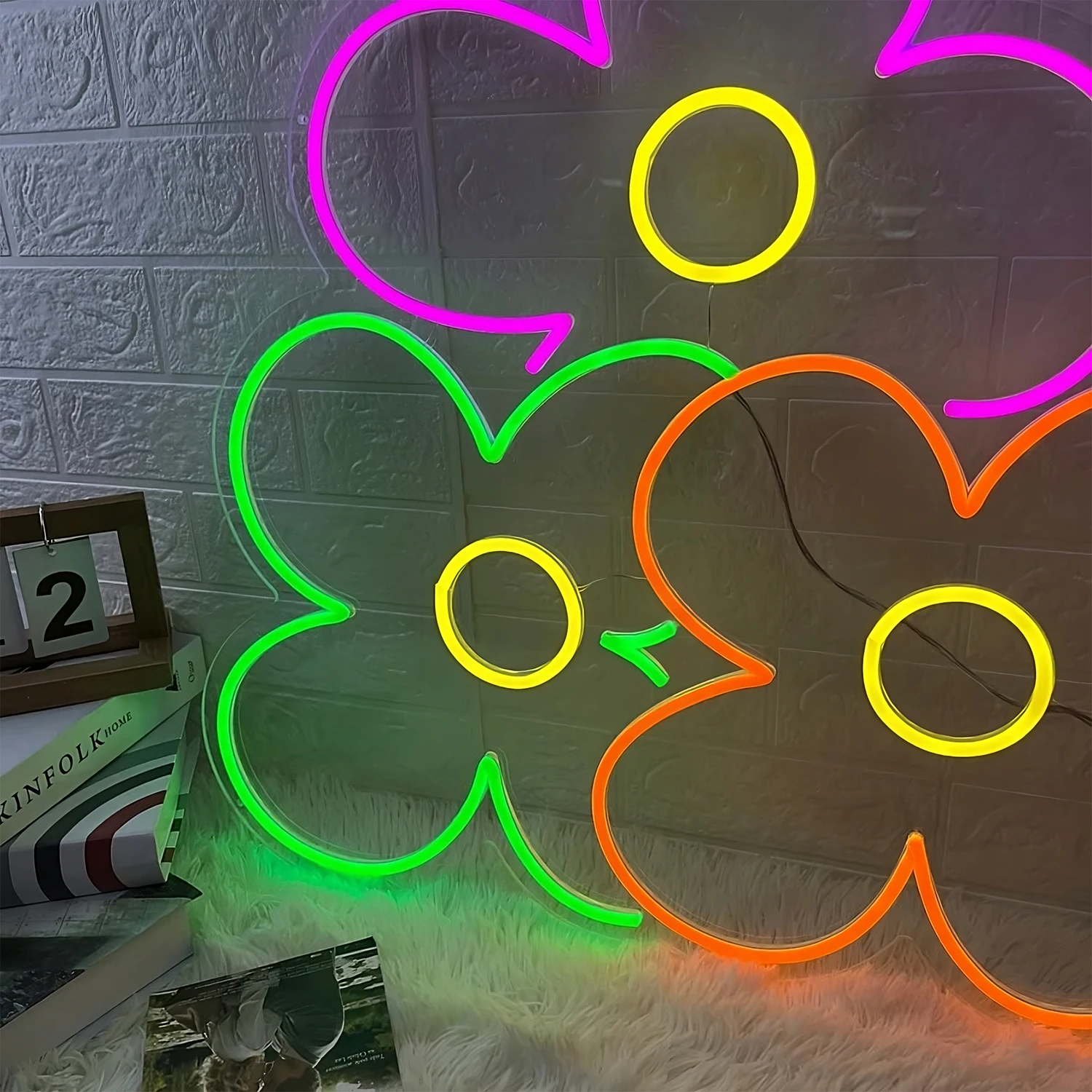 Panneau Néon LED Wave - 40 X 22 Cm - Coucher De Soleil Et Mer - Décoration Murale Sympa - Pour Salon Et Chambre | Leroy Merlin