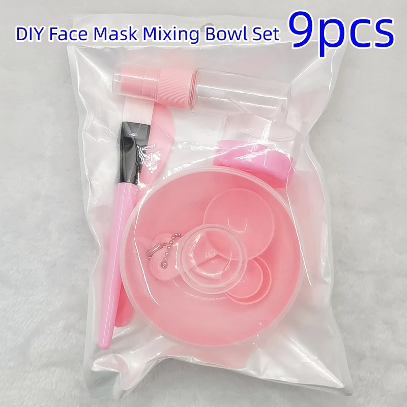 9Pcs/Set DIY Face Mask Mixing Bowl Set Makeup Brush Mixing Stick Spoon