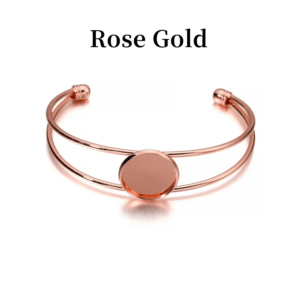 Gold Bangle Bracelet with Cabochon Base
