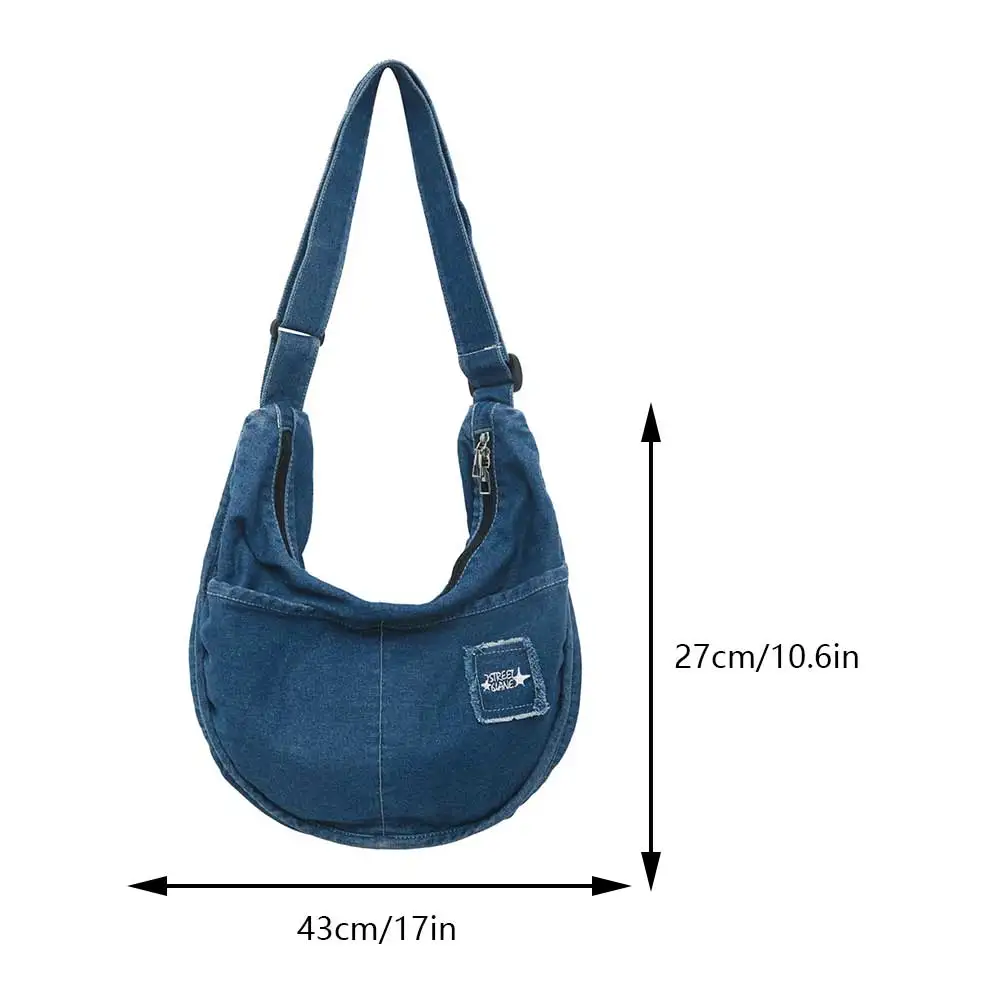 The Michaela Slouch Leather Hobo Bag in Denim - Artichoke - FREE DELIVERY UK