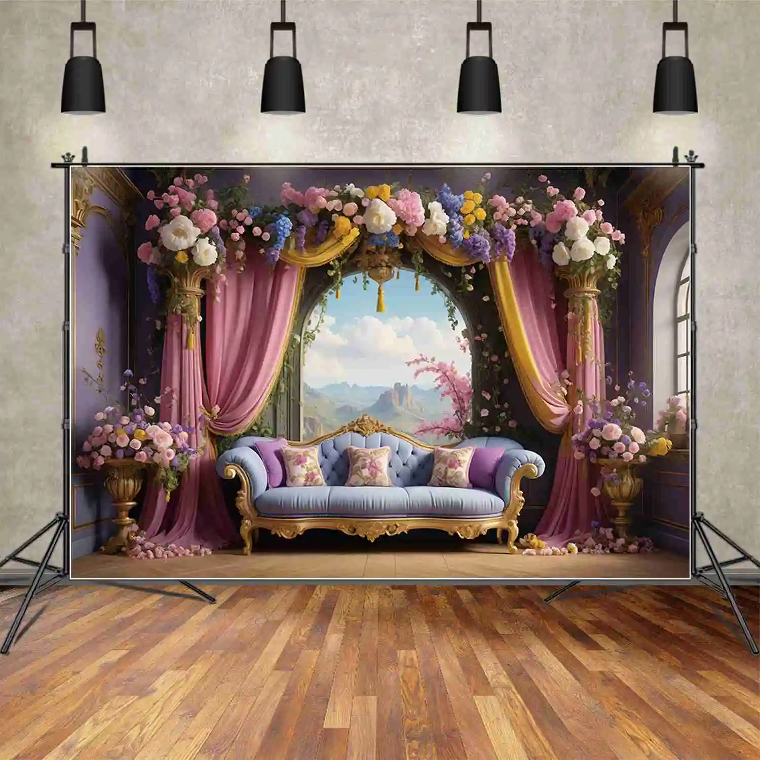 

Задний фон MOON.QG принцесса цветок занавеска замок день рождения женский диван арка для гостиной задники на заказ фотозона реквизит