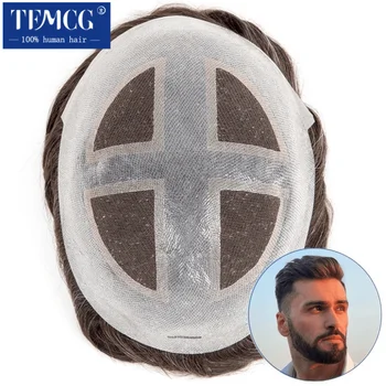 Toupee Men Invisible Hairline Lace With 0.04mm Soft PU Male Hair Prosthesis Breathable Men Wig Natural Human Hair System For Men 1