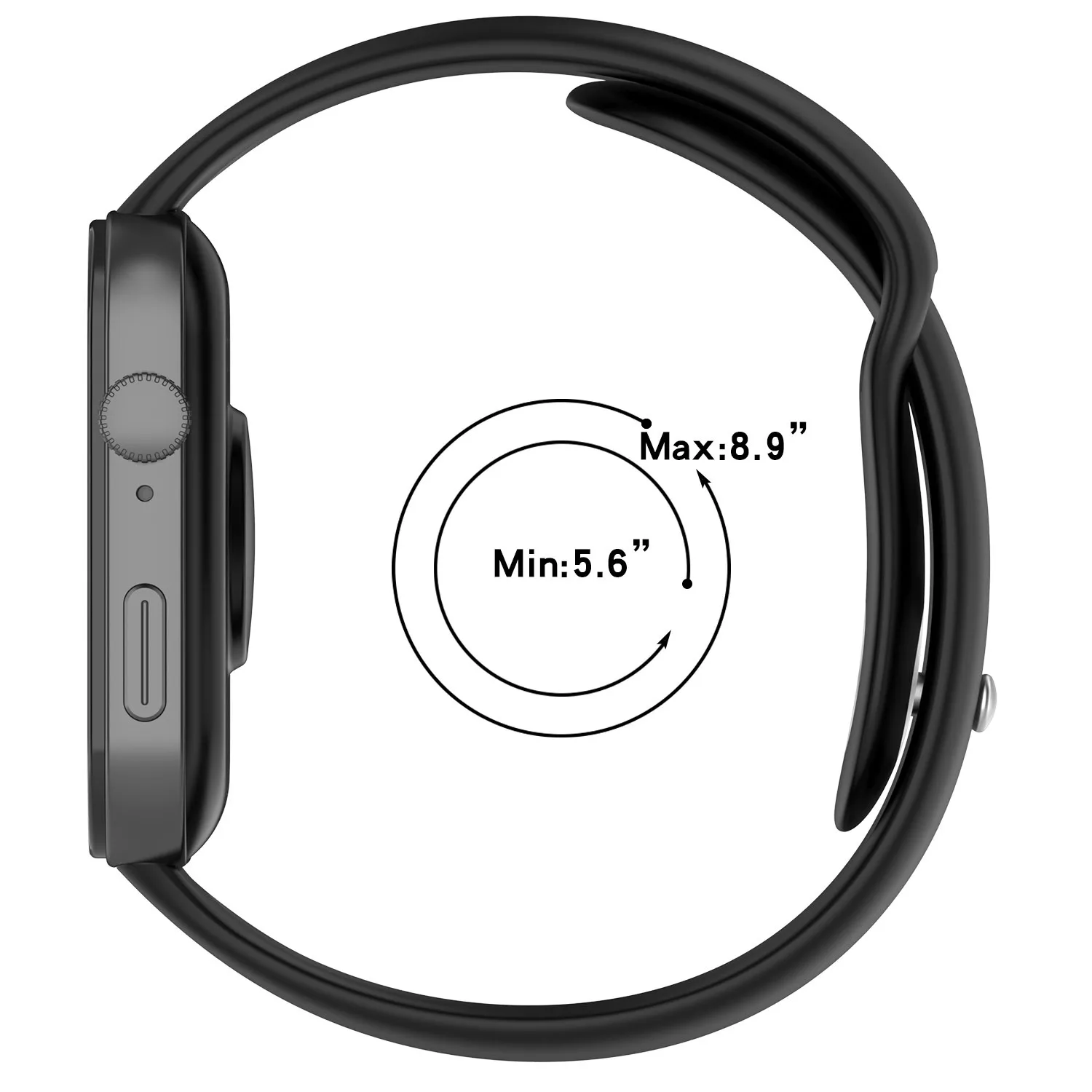 Silicone Band with Diamond-Accent Case for Smartwatch - Sporty Replacement Strap Accessory
