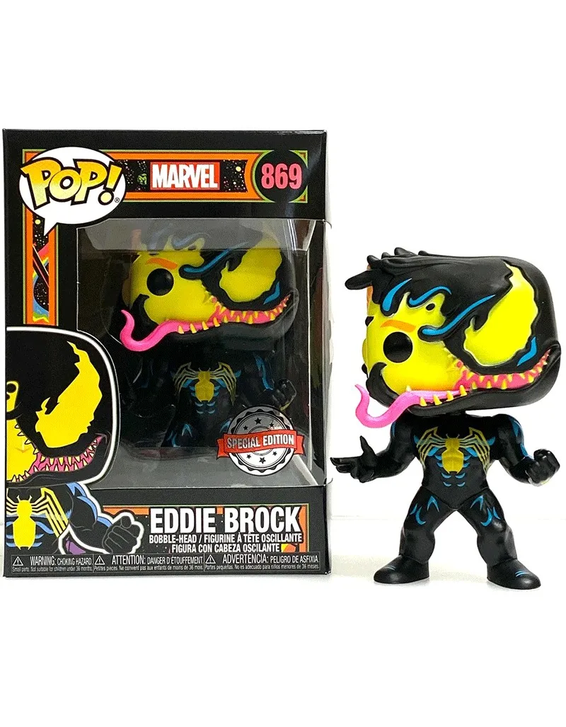 Funko Pop Marvel Venom 869 Eddie Brock & Tee Size M Blacklight Vinyl Figure 