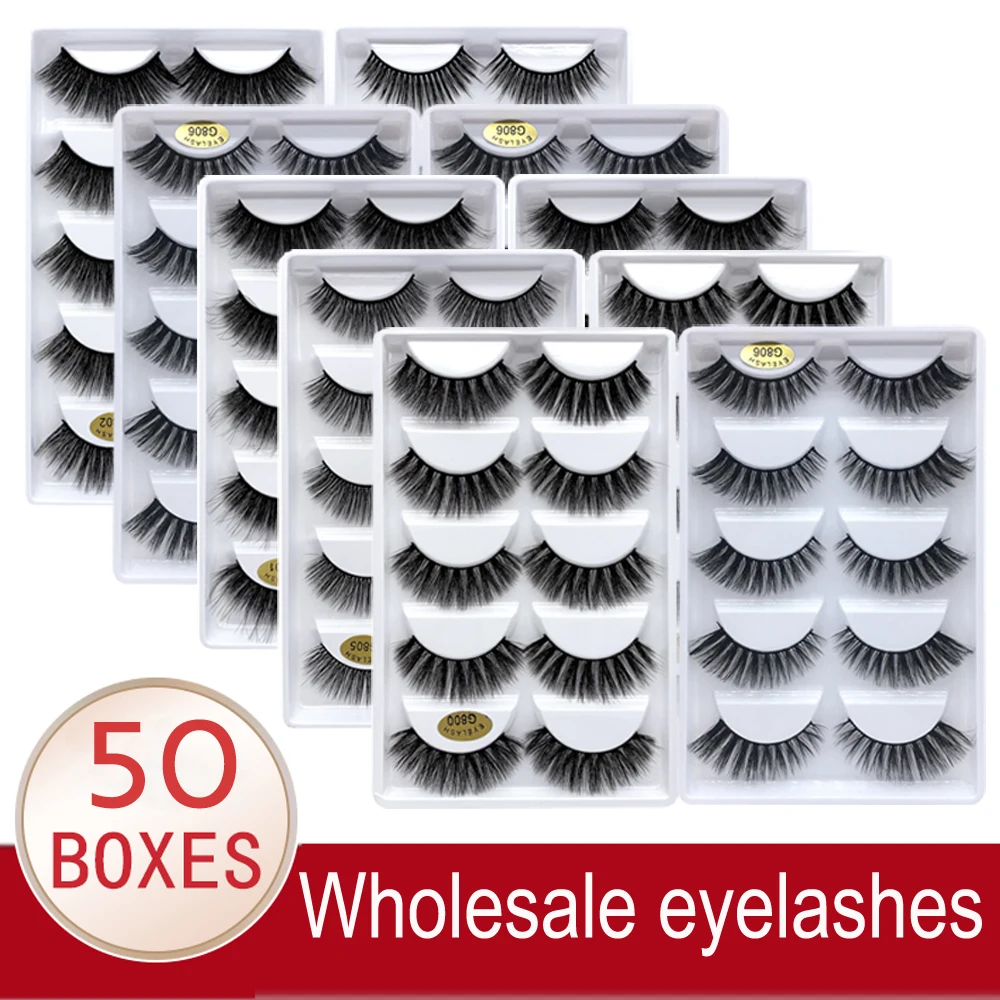 Wholesale Eyelashes 20/30/50 Boxes 5 Pairs 3D Mink Lashes Natural False