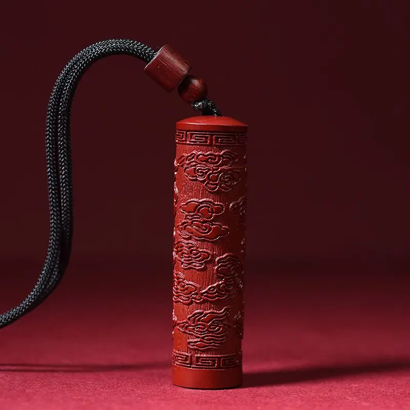 Genuine Cinnabar Pendant Can Be Opened Xiangyun Column with High Content of Zijin Sand Tube Waterproof Pendant