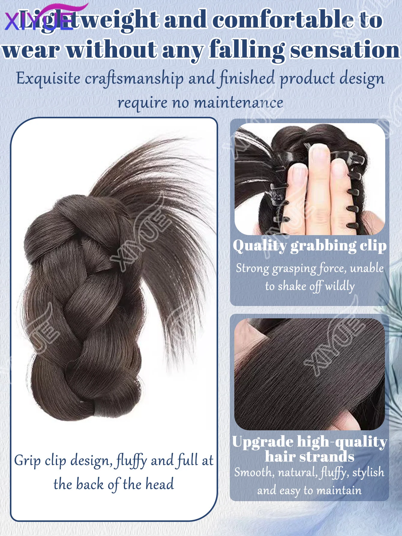 XIYUE 합성 튀김 반죽 꽈배기 모양 헤어핀 여성용 꽃봉오리 머리핀 풍성한 헤어 가발 가방