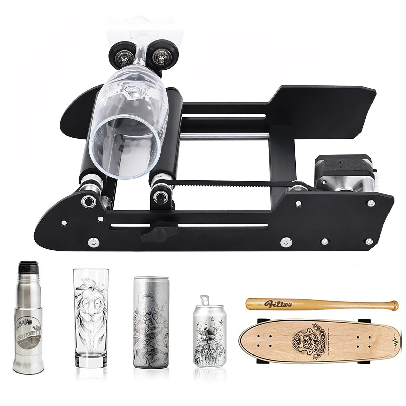 Laser Rotary Roller, Laser Engraver Y-axis Rotary Roller Engraving Module  for Cylindrical Objects, Compatible with Most Kinds of CNC Laser Cutter and