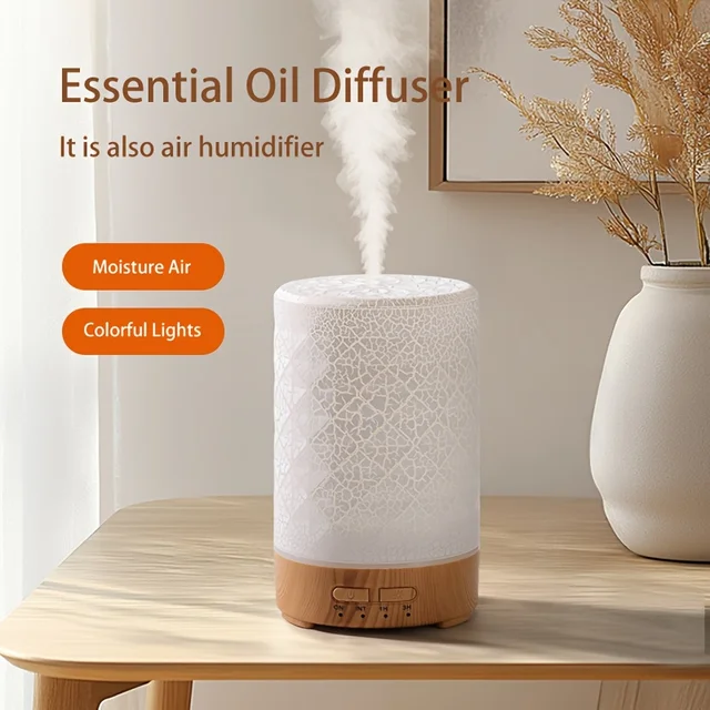 150ml Crack Design Essential Oil Diffuser USB Powered with  7 Color LED Lights Ultrasonic Air Humidifier for Living Room  Office 1