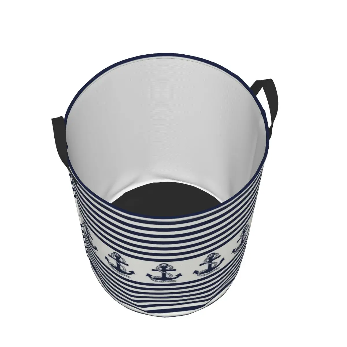 Nautical Stripes With Navy Blue Anchor Laundry Hamper Large Storage Basket Sailing Sailor Girls Boys Toy Organizer