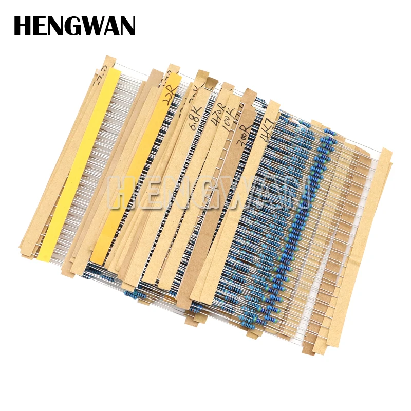 600pcs 1/4W Metal Film Resistor Kit 30 Values 10 ohm-1M Resistance 1% Set DIY Pack Electronics Components