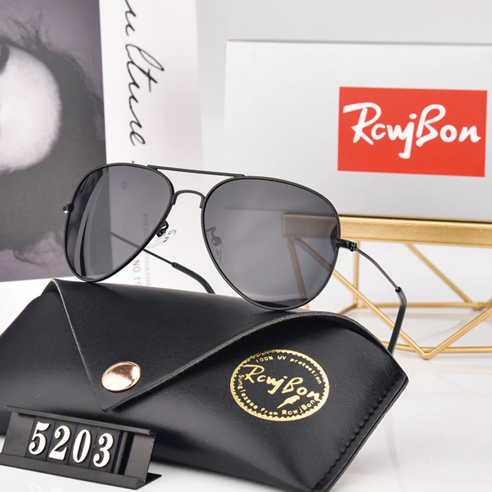 

Luxury Rayi Bon Men's Polarized Sunglasses Driving Sun Glasses For Men Women Brand Designer Male Vintage Pilot Sunglasses UV400