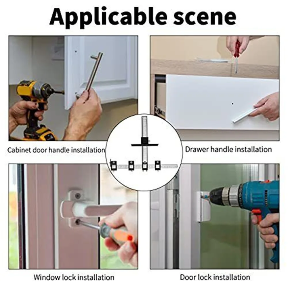 woodworking drill accessories Cabinet Hardware Jig Tool Wood Drilling Dowelling Guide Adjustable Punch Locator For Handles Knobs Installation Dropshipping