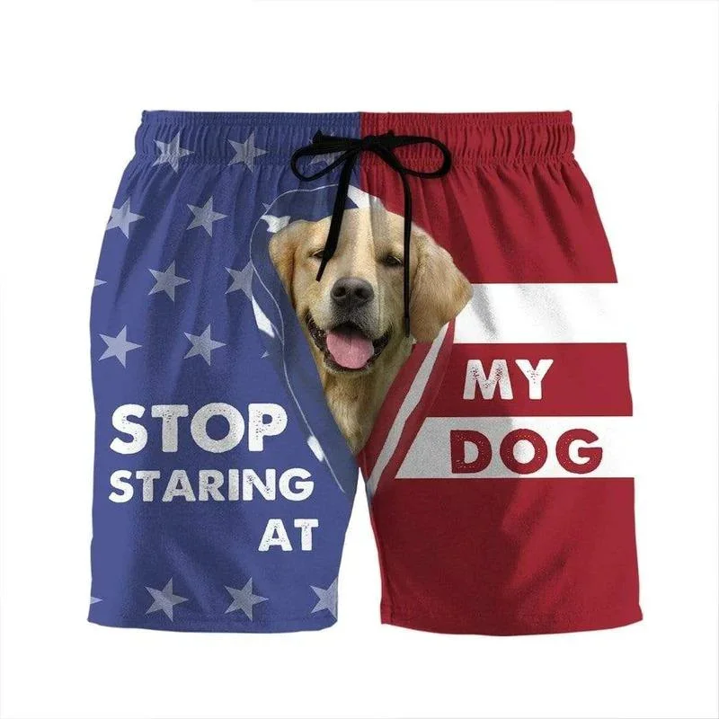 Stars Stripes Design Beach Swim Shorts For Men Outdoor Personality Flag Print Graphic Short Funny Pants Summer Humour Pantie 2