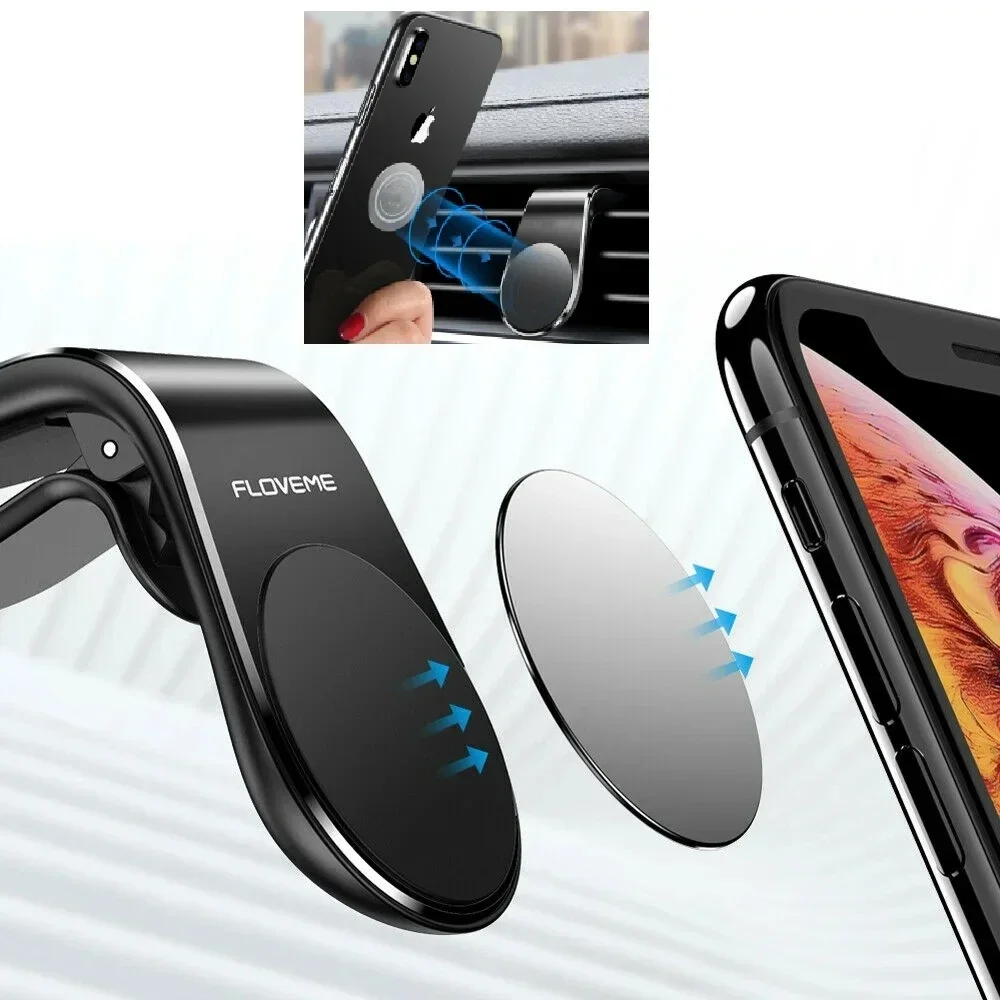 Metal Magnet Phone Stand GPS Mount Holder Air Vent Clip For IPhone Pro Huawei Xiaomi Car Magnetic L-Type Phone Holder