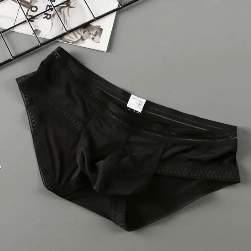 8 Color Hot Selling Brand Men Soft Ice Silk Underwear Sexy Ultra Thin Men's Briefs Panties Low-Rise Nylon Comfortable Underpants